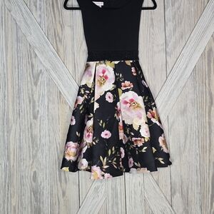 Floral Black Kids Dress